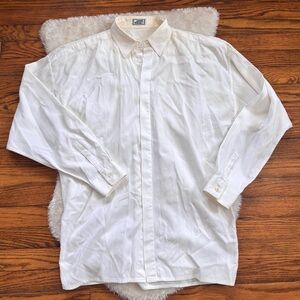 Gianni Versace Vintage Greca Pattern Minimalist White Shirt Long Sleeves Sz 44